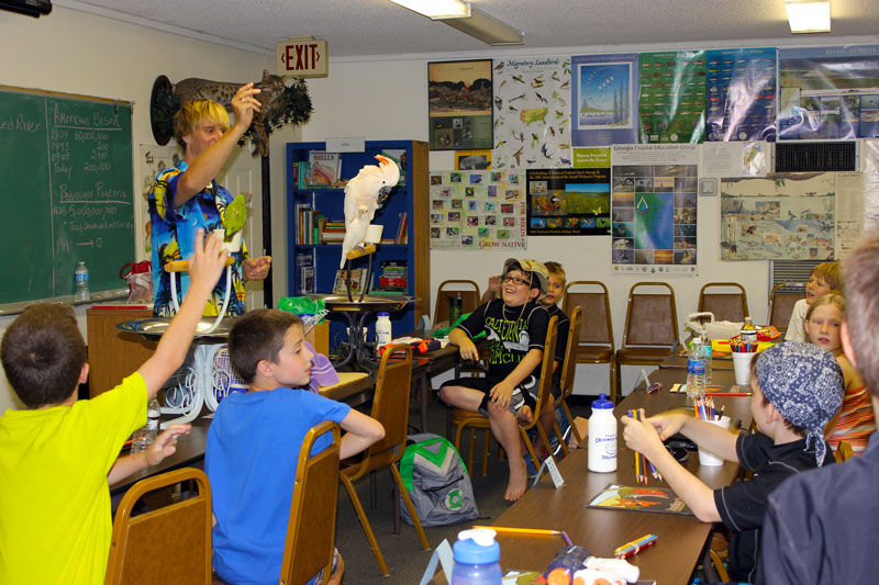 Rod teaching a bird class